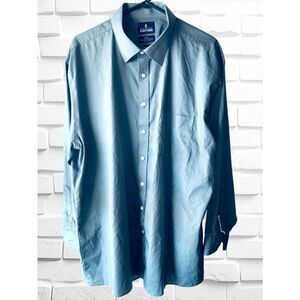 Stafford Mens 2XL Travel Easy Care Broadcloth Long Sleeve Dress Shirt •Button Up